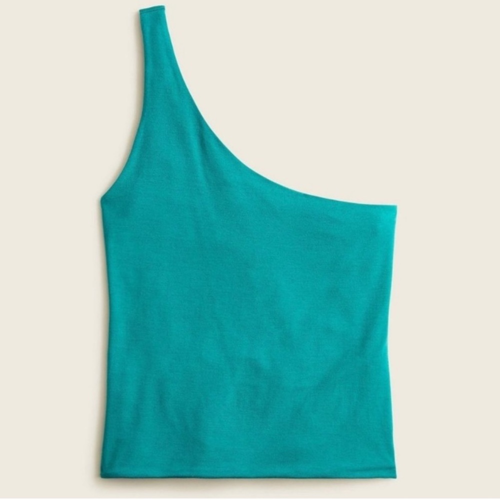 J. Crew Teal One Shoulder Stretch Modal Tank Top Size S